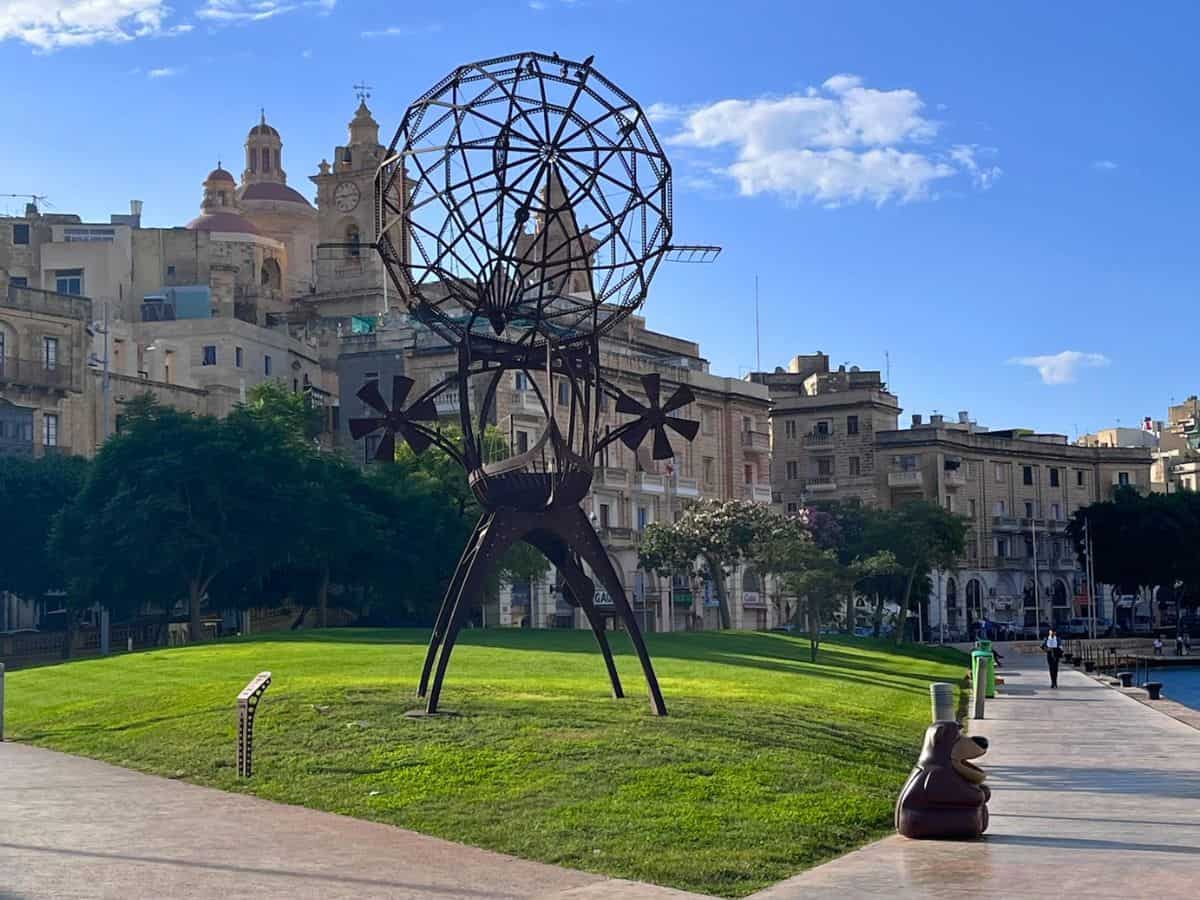 Waterfront view toward Cospicua in the revitalized dockyard area.