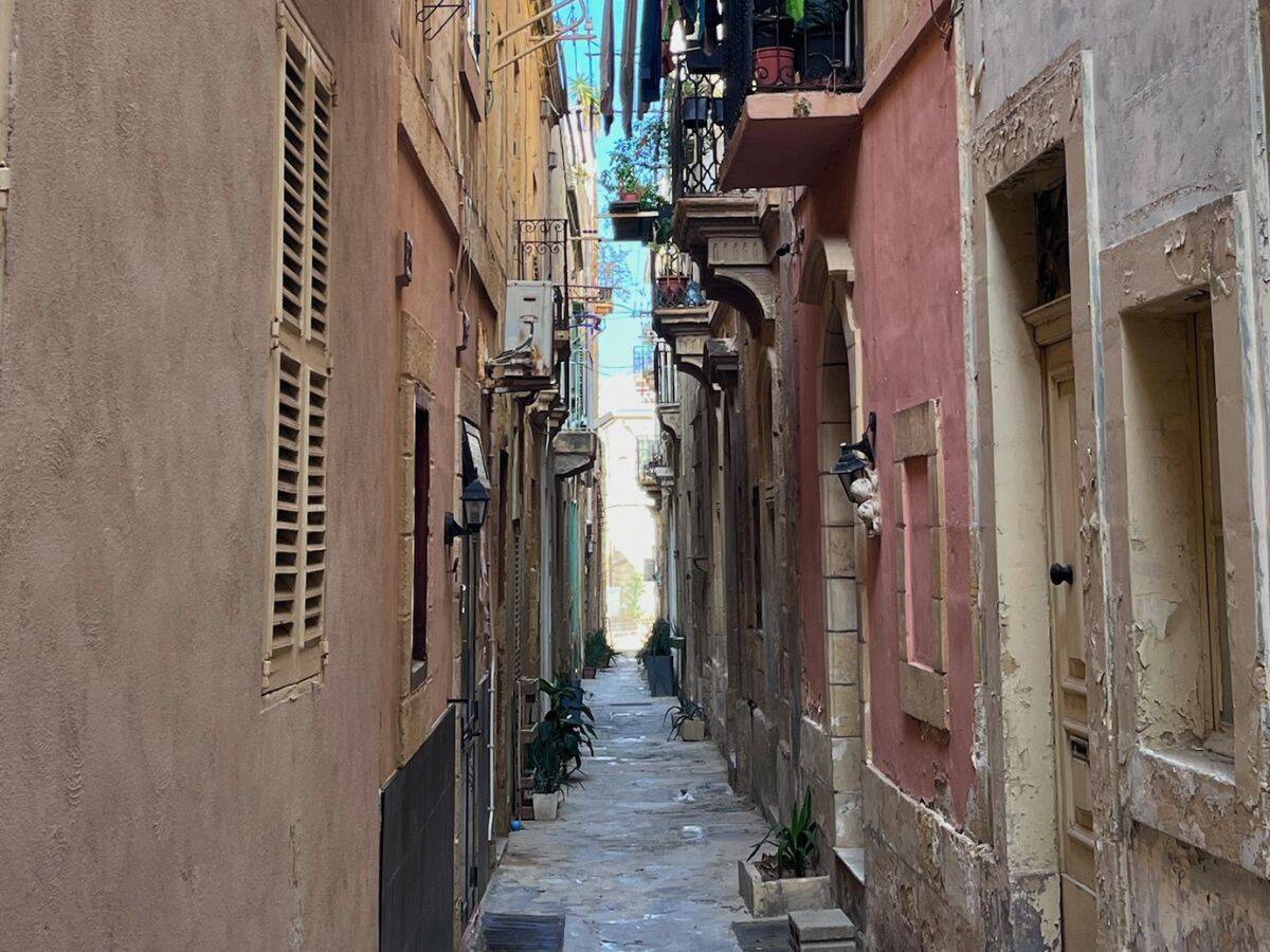 A quiet residential street in Cospicua, Malta