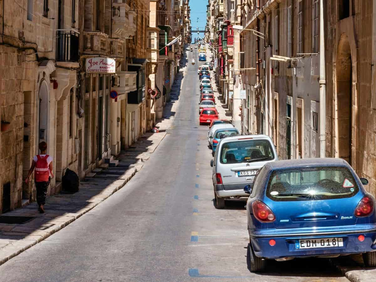 Cars lining the streets in Malta